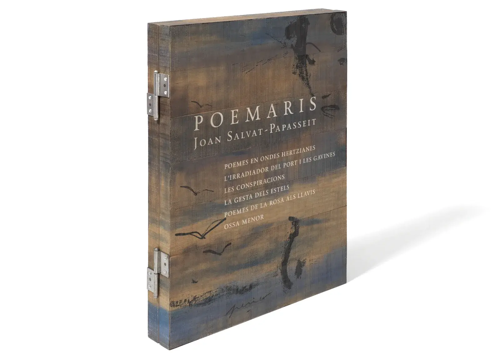 Poemaris: estoig de faig massís amb obra original de Perico Pastor